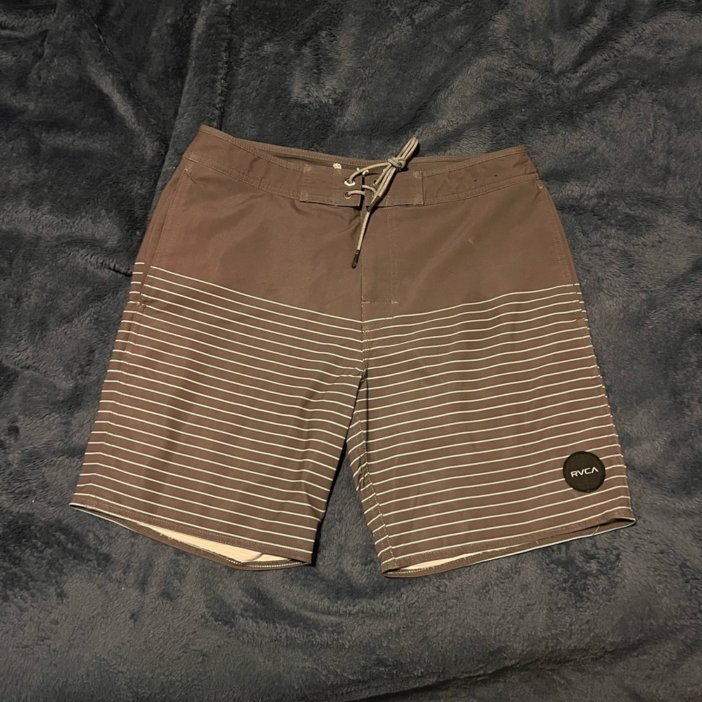 RVCA Gray Board Shorts with Drawstring Waist